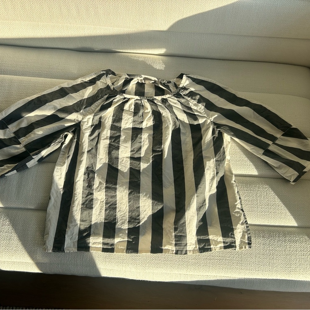 Everlane Black & Ivory Striped Women’s Blouse 100% Cotton